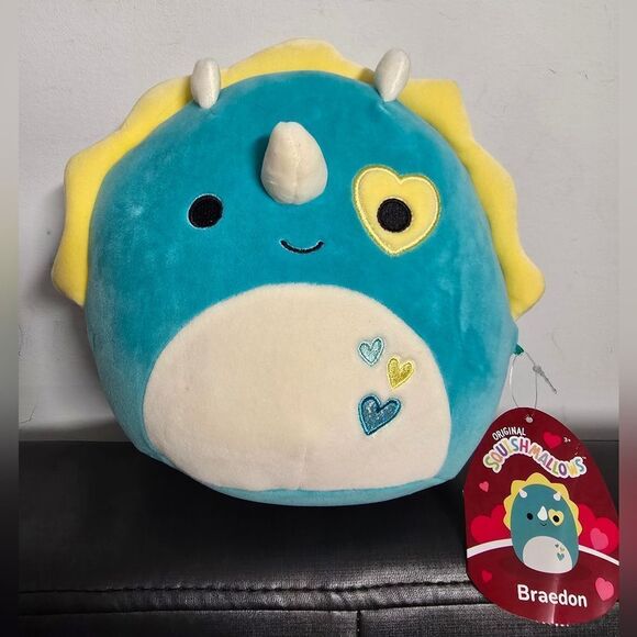 Squishmallows Teal Braedon the Triceratops Plush 8”, New - Picture 1 of 5